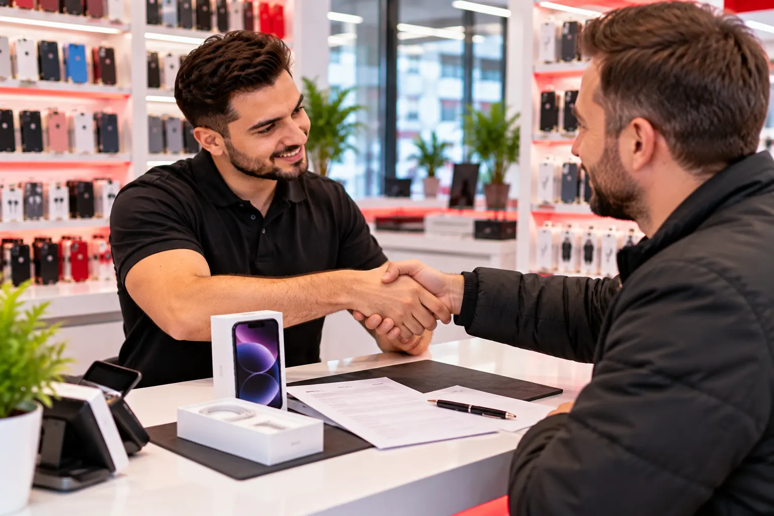 Beratung zum Mobilfunkvertrag im Laden