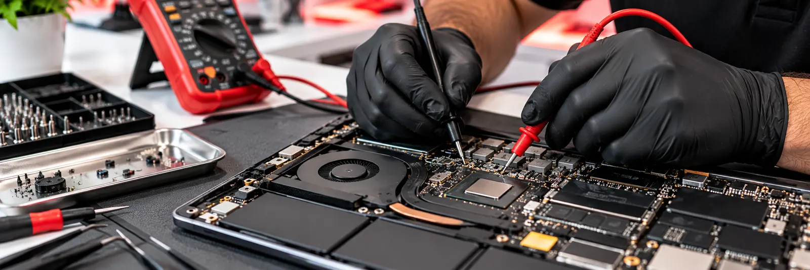 Laptop-Platine in der Werkstatt